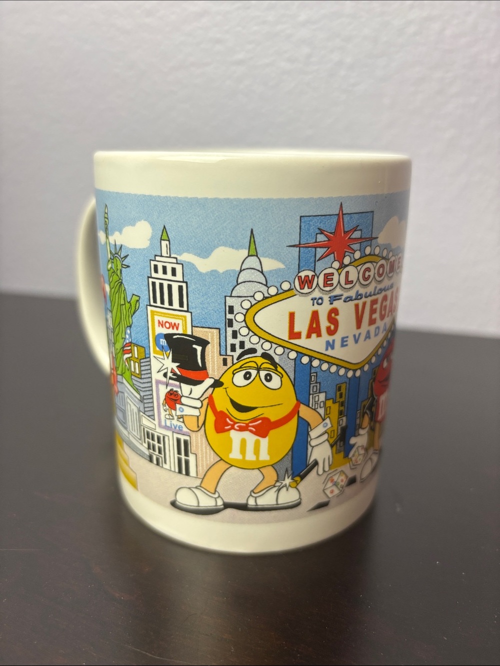 M&M'S Character Las Vegas Ceramic Mug Colorful City Graphic Personalized MIKE
